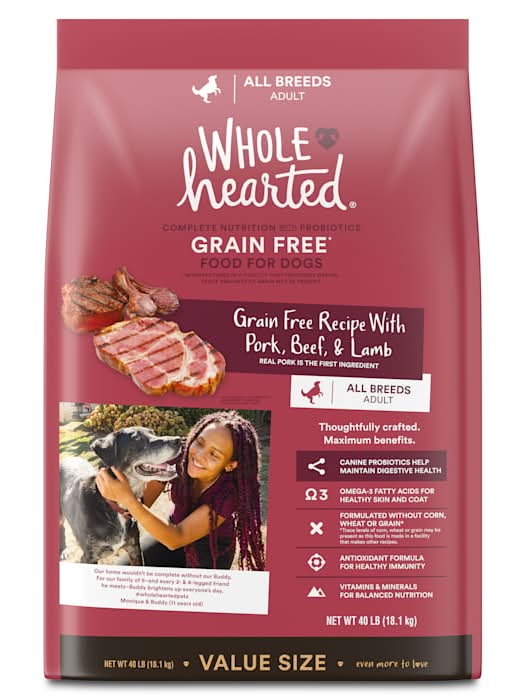 WholeHearted Grain Free Pork, Beef & Lamb Recipe Dry Dog Food, 40 lbs.