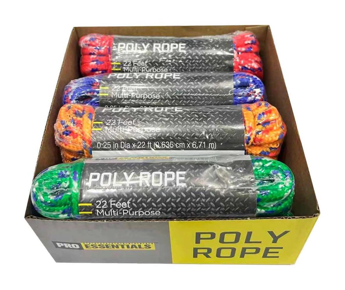 Pro Essentials Poly Rope 0.25 In X 22 Ft Assorted