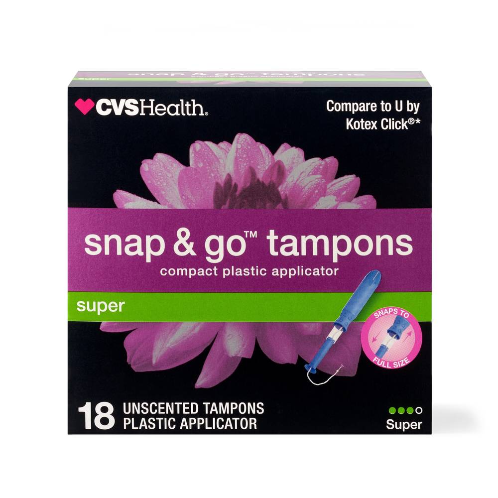 CVS Health Snap & Go Tampons, Super, 18CT