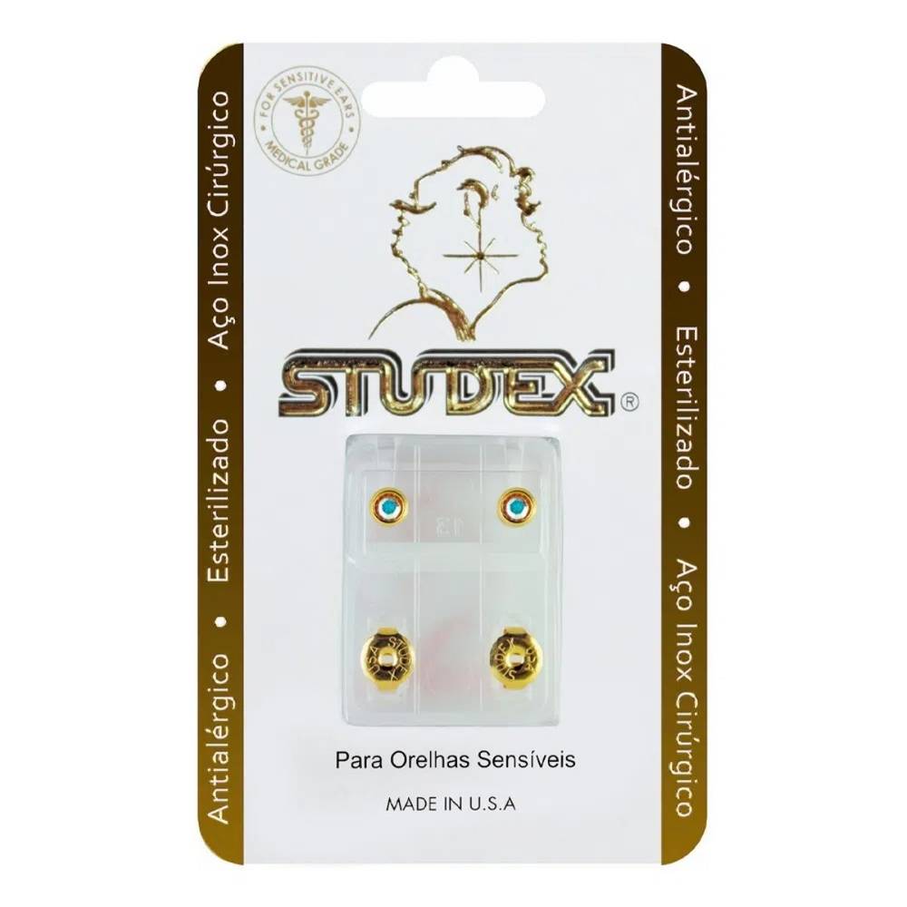 Studex brinco antialérgico furtacor médio dourado classic bezel (1 par)