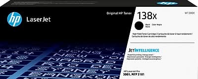 HP 138X Black High Yield Toner Cartridge, Works LaserJet Pro 3001 Series, LaserJet Pro MFP 3101 Series (W1380X)