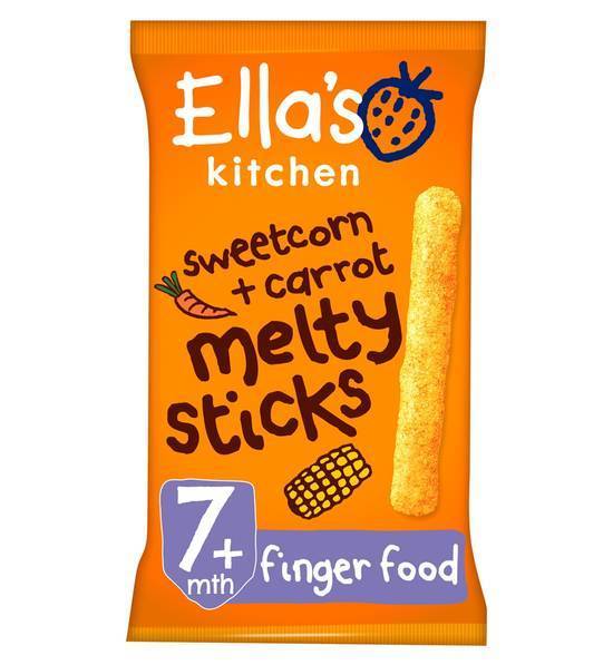 Ella's Kitchen Organic Sweetcorn + Carrot Melty Sticks Baby Snack 7+ Months 16g