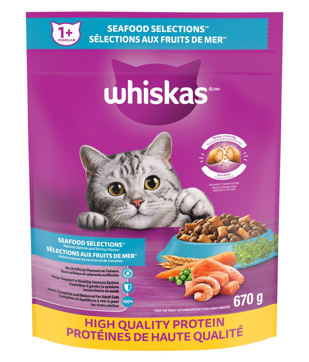 Whiskas Seafood Selections Cat Food, Salmon-Shrimp (670 g)