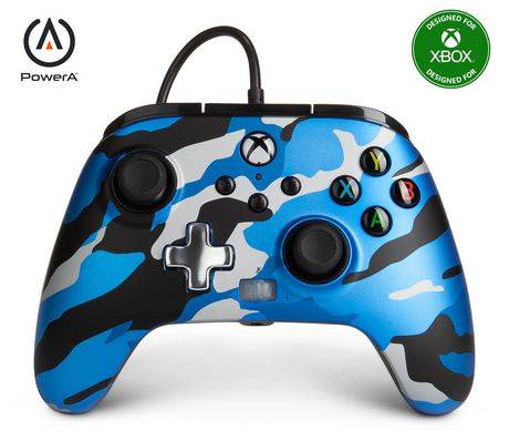 PowerA Enhanced Wired Controller for Xbox - Metallic Blue Camo; gamepad, wired video game controller, gaming controller, Xbox Series X S
