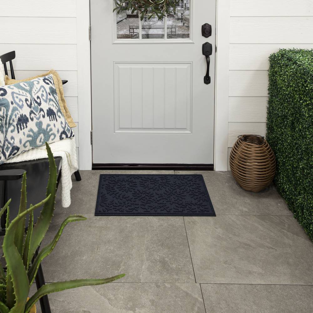 allen + roth 2-ft x 3-ft Blue Polyester Rectangular Indoor or Outdoor Decorative Door Mat | B1086 19218 018030