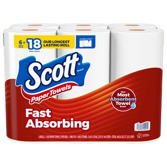 Scott Fast Absorbing One -Ply Paper Towels (6 ct)