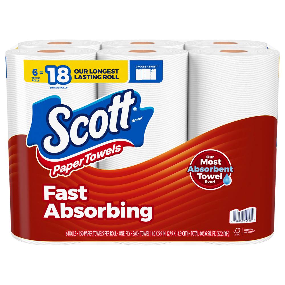 Scott Fast Absorbing One Ply Paper Towels (6 ct)