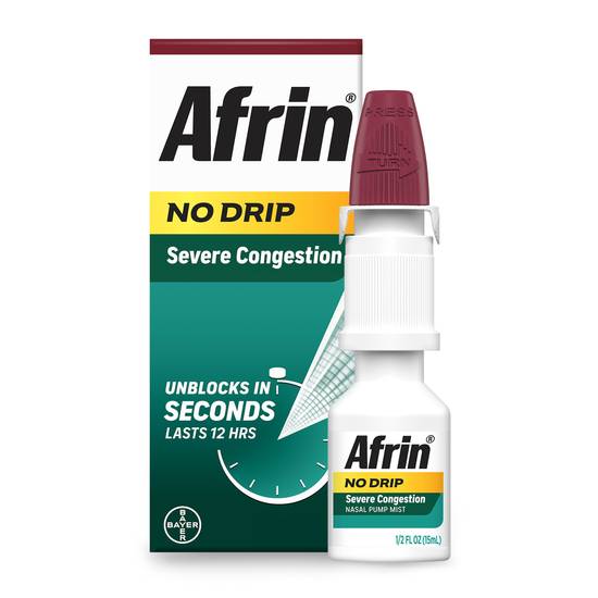 Afrin No Drip Severe Congestion Pump Nasal Mist,Congestion Relief, 15 mL