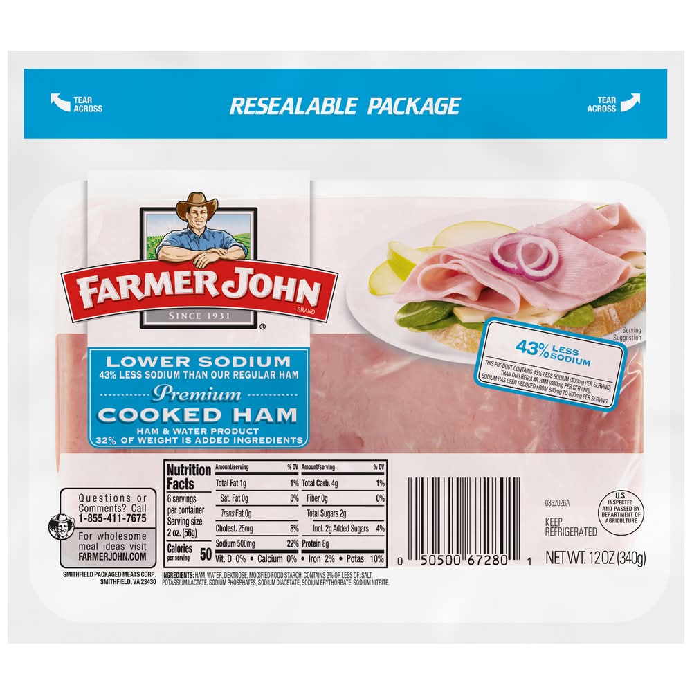 Farmer John Lower Sodium Cooked Ham (12 oz)