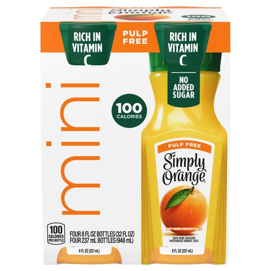Simply Pulp Free Orange Juice (4 ct, 8 fl oz)