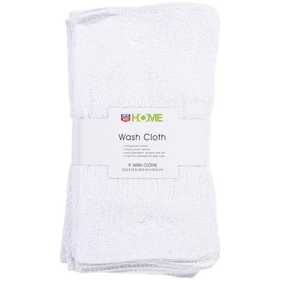 Rite Aid Home Wash Cloth White (9 ct)
