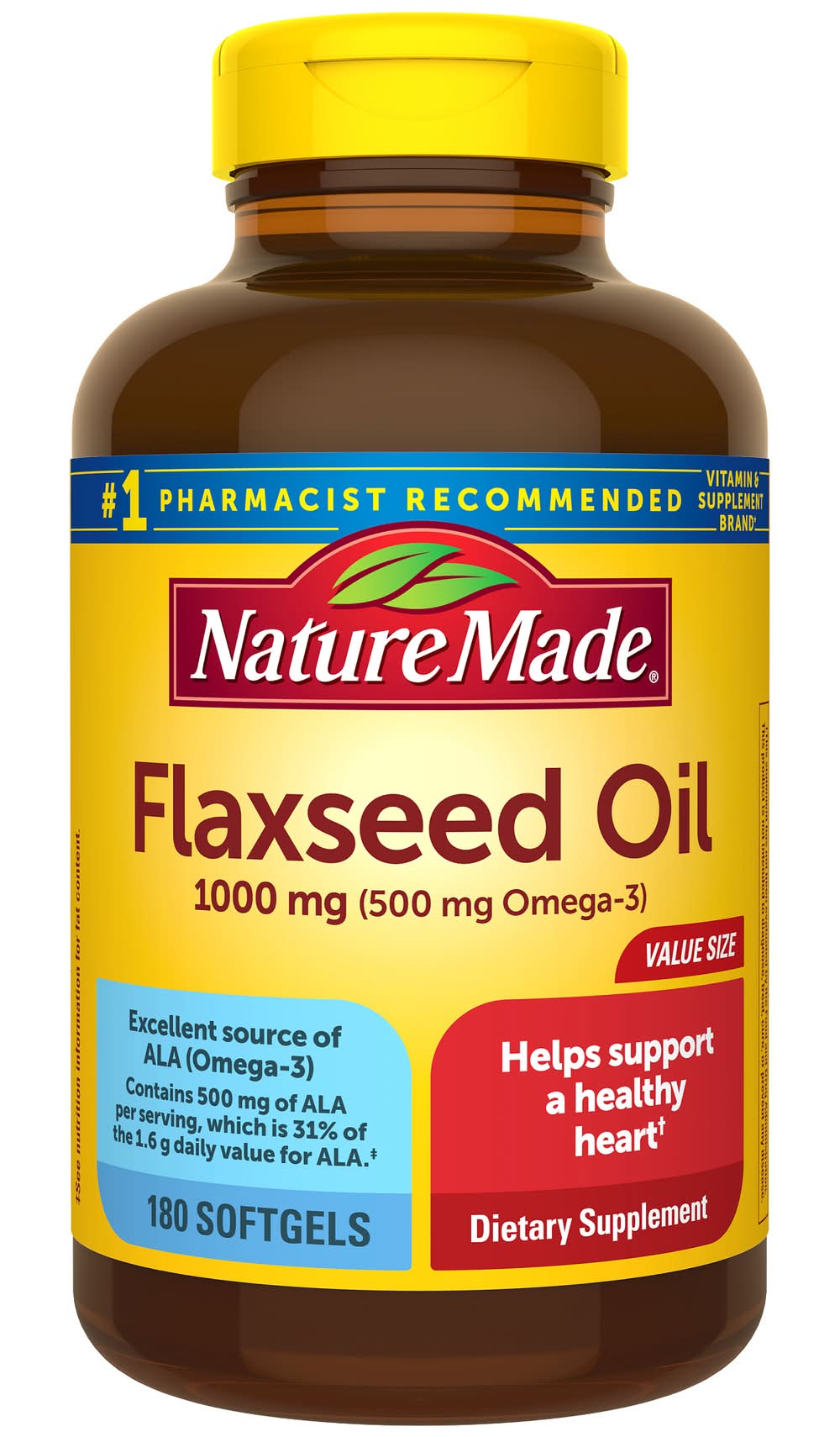 Nature Made Flaxseed Oil 1000 mg Dietary Supplement Softgel (11.4 oz)