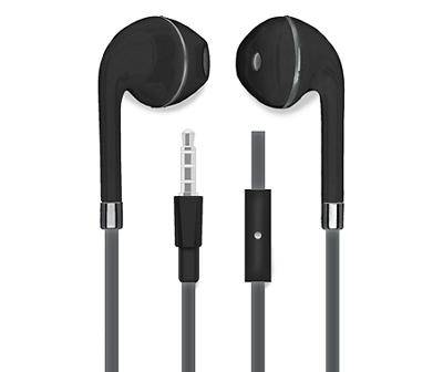Black & Silver Wired Earbuds with Mic