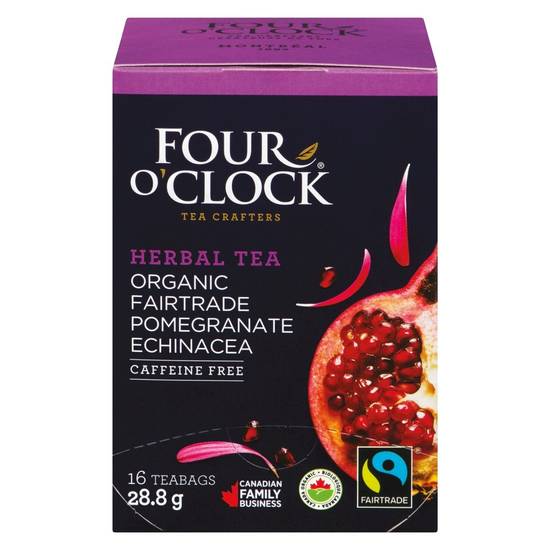 Four O‘Clock · Tisane Biologique  Grenade Échinacée (Sans Cafeine) (16 unités) - Pomegranate Echinacea Organic/Fair Trade Herbal Tea (16 ea)