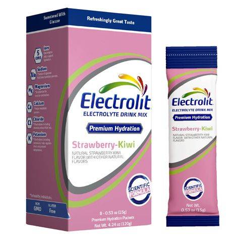 Electrolit Electrolyte Powder Drink Mixes, Strawberry-Kiwi (4.24 oz, 8 ct)