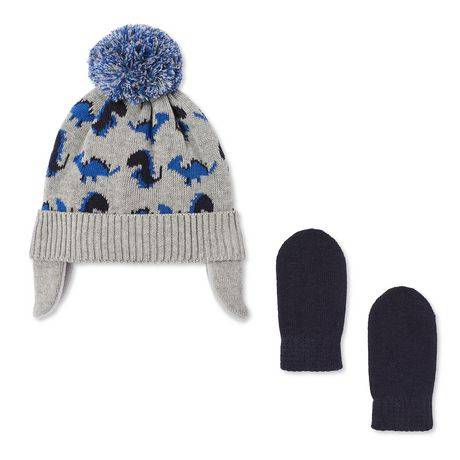 George Baby Boys' Hat And Mittens 2-Piece Set (Color: Blue, Size: 12-24 Months)