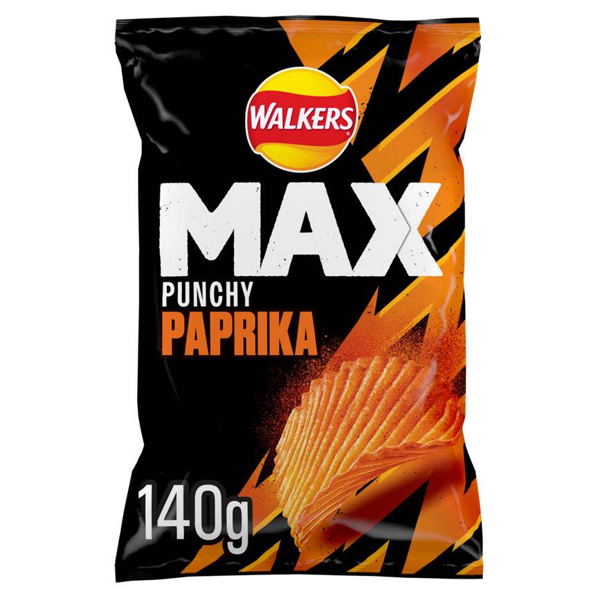 Walkers Punchy Paprika, Max Sharing Crisps (140g)