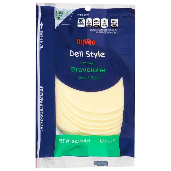 Hy-Vee Deli Style Smoked Provolone Cheese Slices (8 oz, 10 ct)