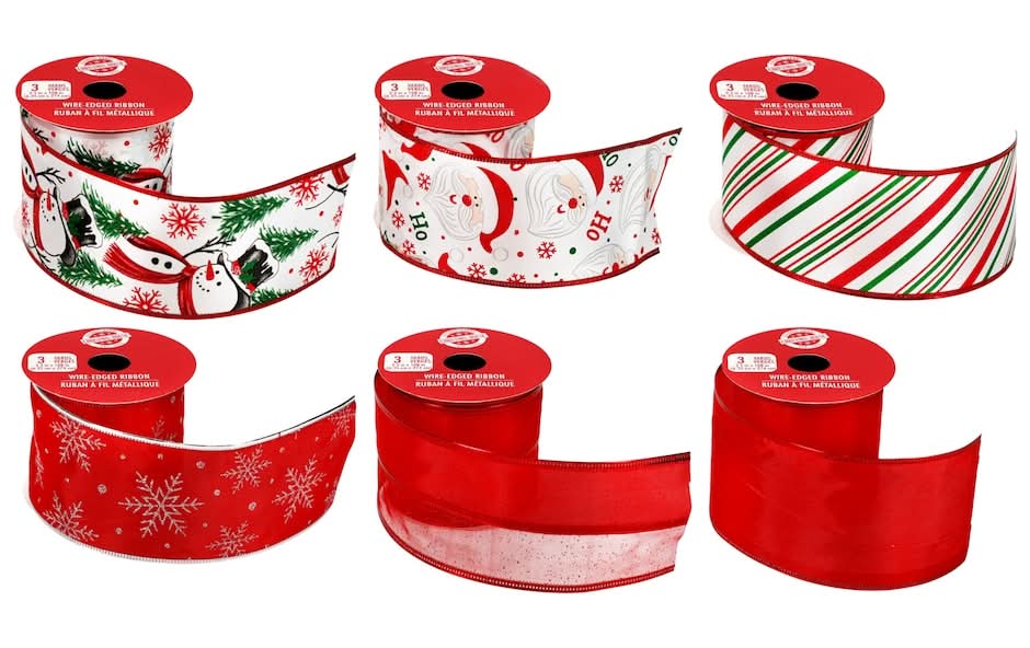 Christmas House Wire-Edged Ribbon, Assorted Designs, 1-ct.