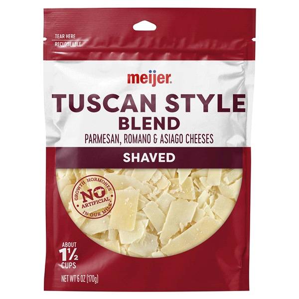 Meijer Shaved Parmesan, Romano & Asiago Cheese. Blend (6 oz)