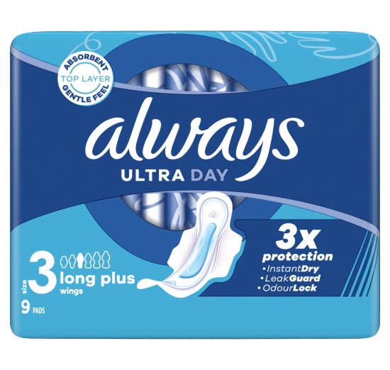 Always 3, Ultra Day & Night Sanitary Pads With Wings (9 pack)