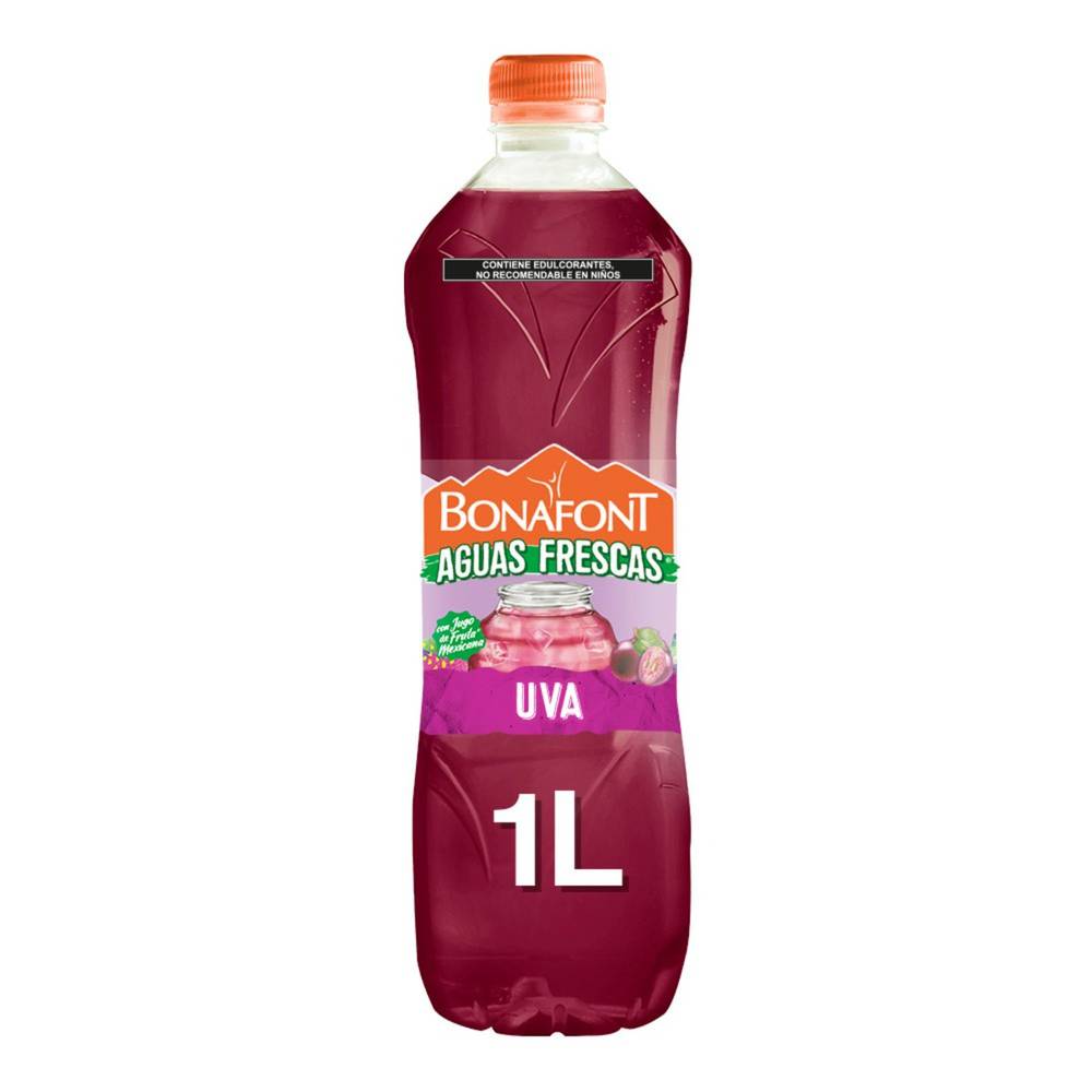 Bonafont aguas frescas sabor uva (botella 1 l)