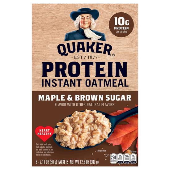Quaker Maple & Brown Sugar Protein Instant Oatmeal (6 ct)