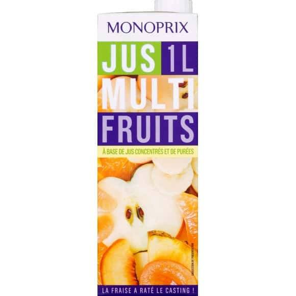 Monoprix Jus Multifruits À Base De Jus Concentré Et De Purées La Brique De 1 L