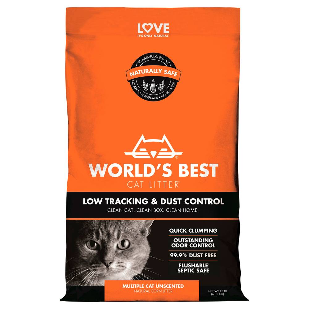 World's Best Cat Litter Low Tracking & Dust Control Multiple Cat Unscented (6.8 kg)