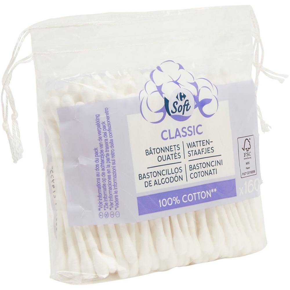 Carrefour classic bâtonnets ouatés soft (160 ct)