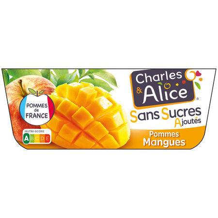 Compote pomme mangue sans sucres ajoutés CHARLES & ALICE - les 4 pots de 100 g