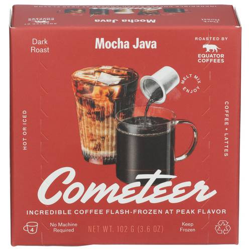 Cometeer Frozen Specialty Coffee Mocha Java Dark Roast Equator Coffees Coffee Capsules 4 Pack