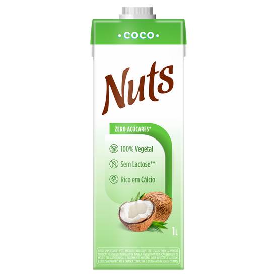 Nuts bebida vegetal sabor original coco zero açúcares (1 l)