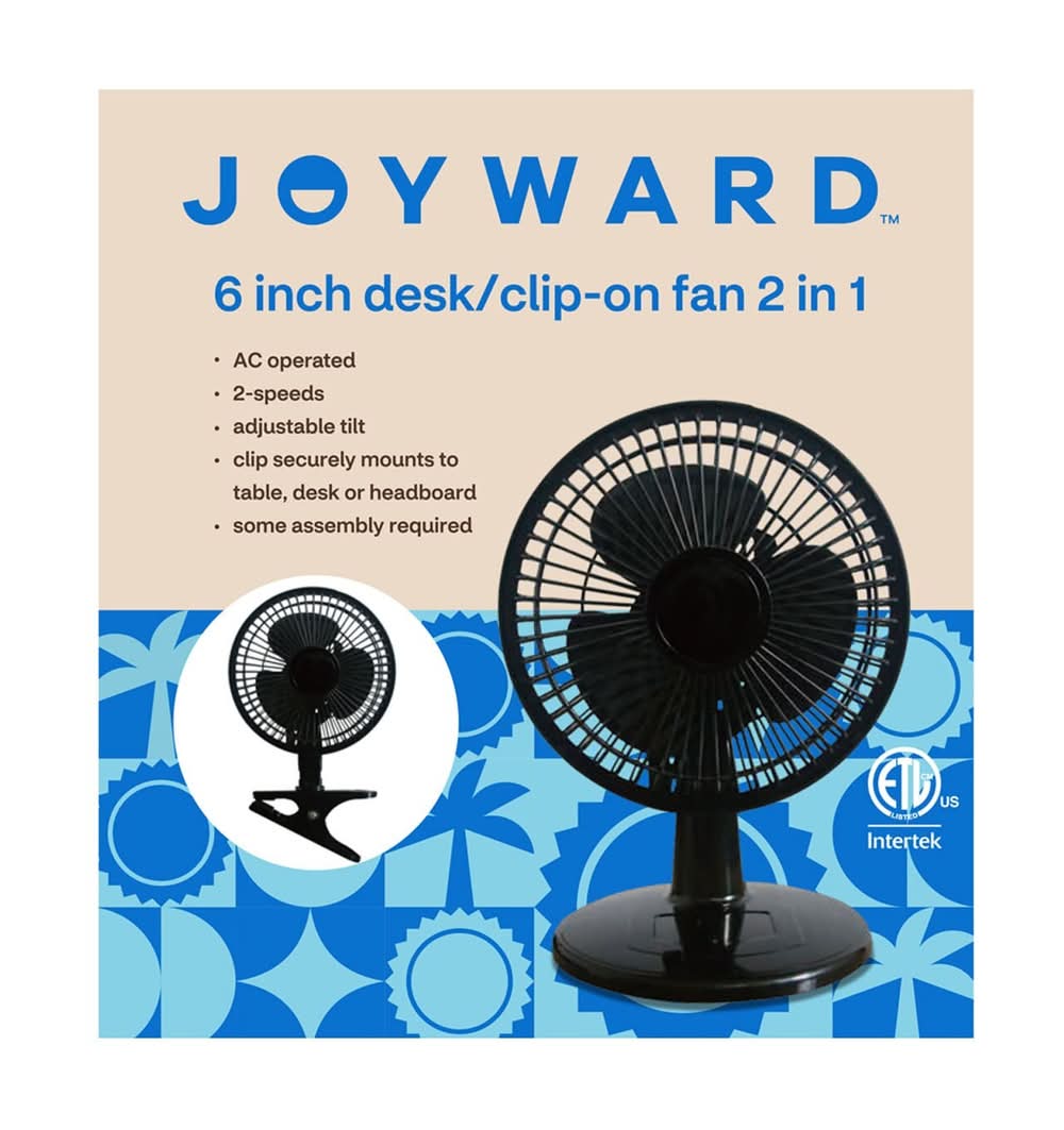 House to Home 2 In 1 Desk Clip on Fan, 6 in, Black
