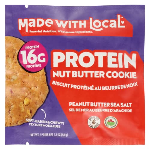 Made With Local Biscuit Protéiné Au Beurre De Noix Sel De Mer Au Beurre D'Arachide 68 G / Made with Local Protein Nut Butter Cookie Peanut Butter Sea Salt 68 g