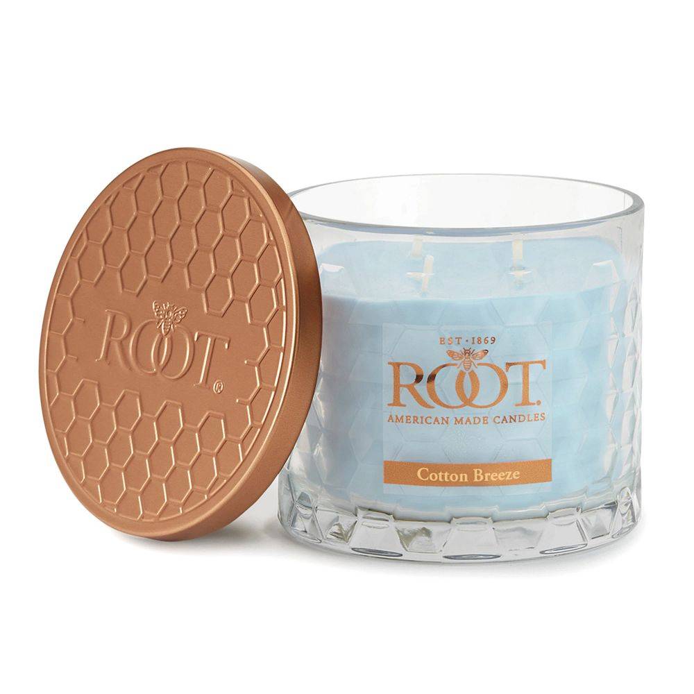 Root Candle 3-Wick Honeycomb Sky Blue Cotton Breez