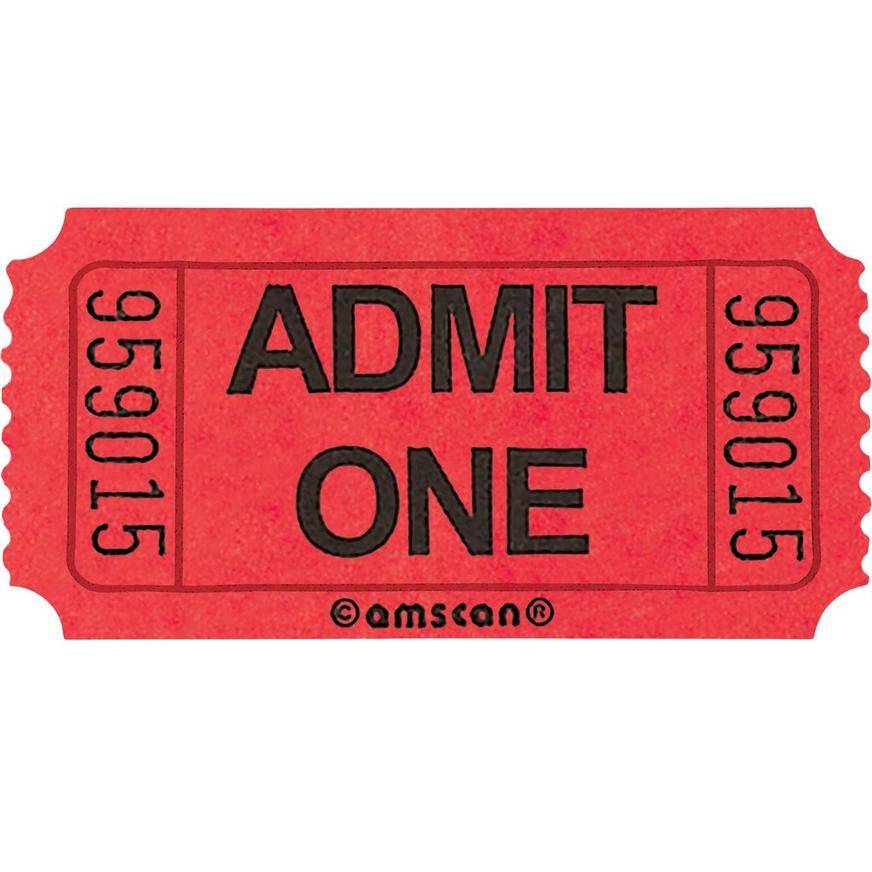 Red Admit One Single Roll Tickets, 1000ct