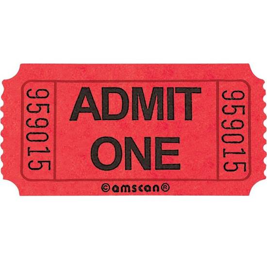 Red Admit One Single Roll Tickets, 1000ct
