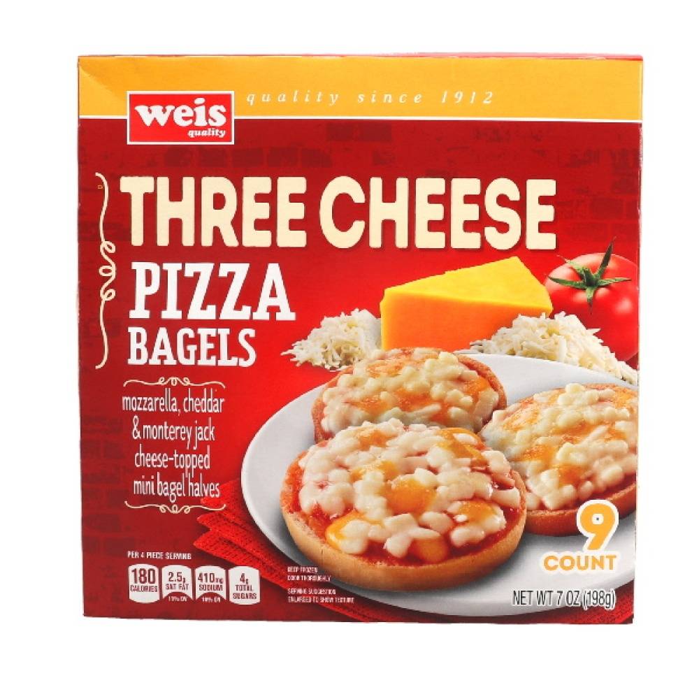 Weis Three Cheese Pizza Bagel (7 oz, 9 ct)