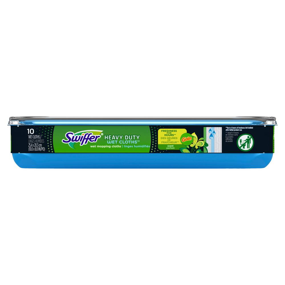 Swiffer Sweeper Heavy Duty Multi-Surface Wet Cloth Refills, for Floor Mopping and Cleaning, Gain scent, 10 ct