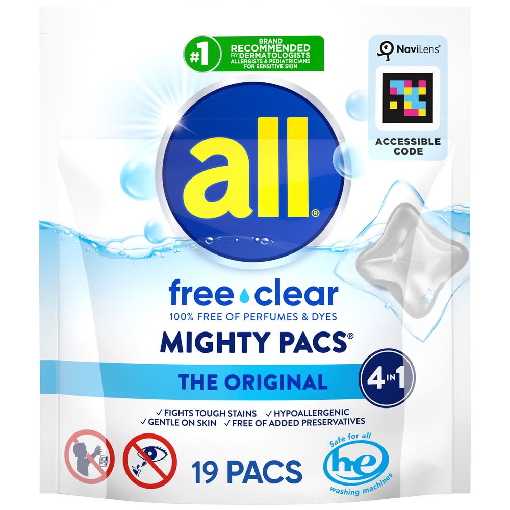 All Mighty Pacs Free Clear the Original 4 in 1 Detergent (19 ct)