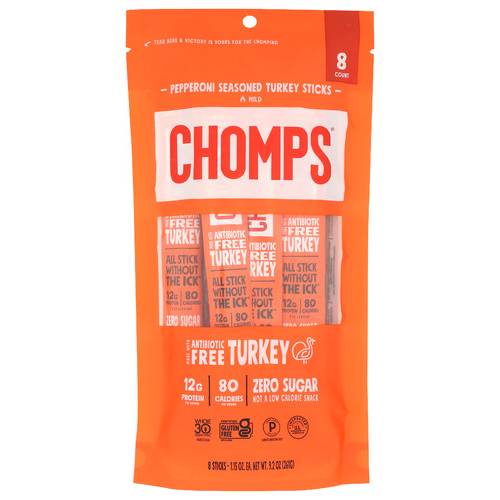 Chomps Pepperoni Seasoned Turkey Stick 8 Pack