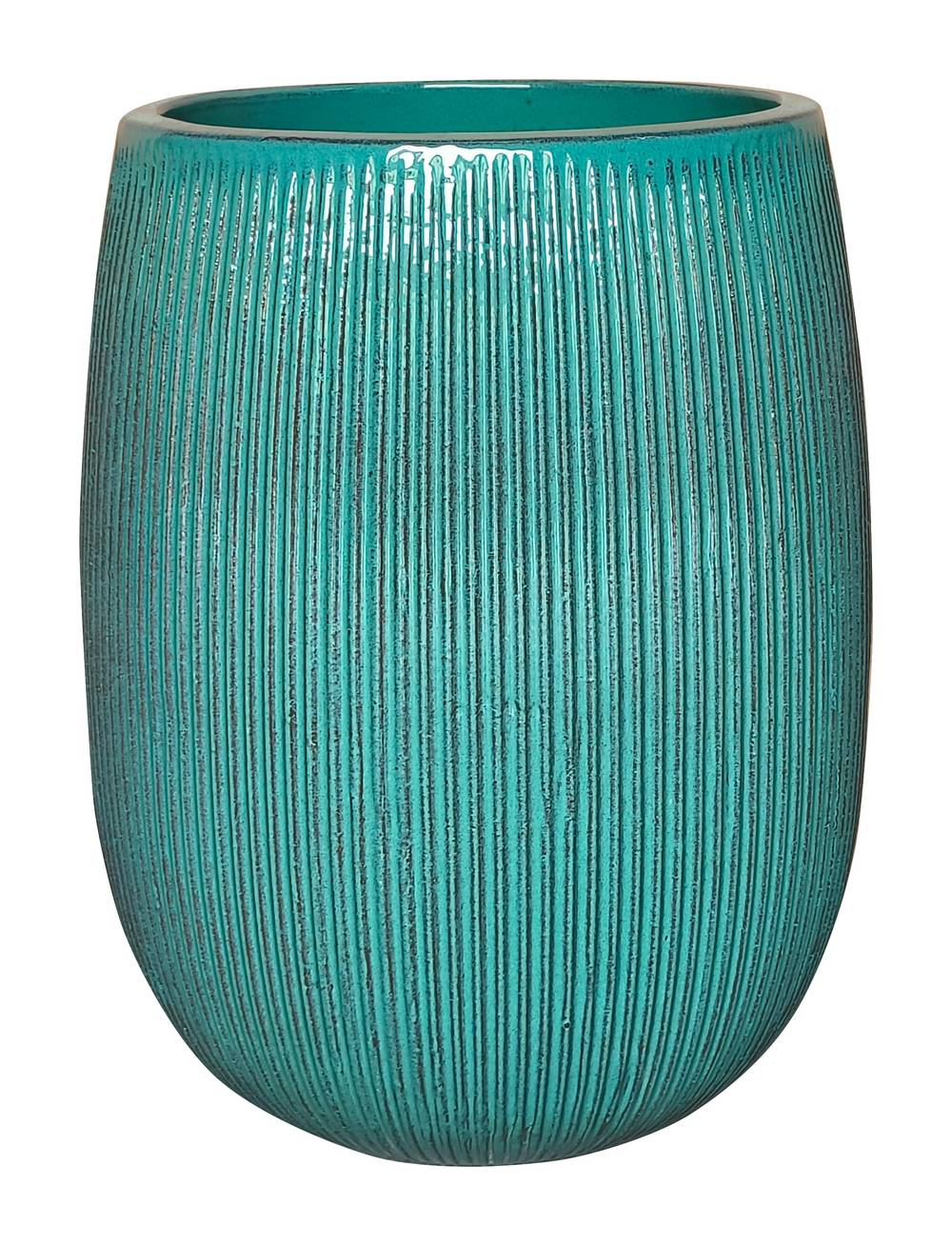 allen + roth Round 16.54-in W Extra Large Green Glazed ceramic Indoor/Outdoor Planter with Drainage Holes | GO2025-FHR-1