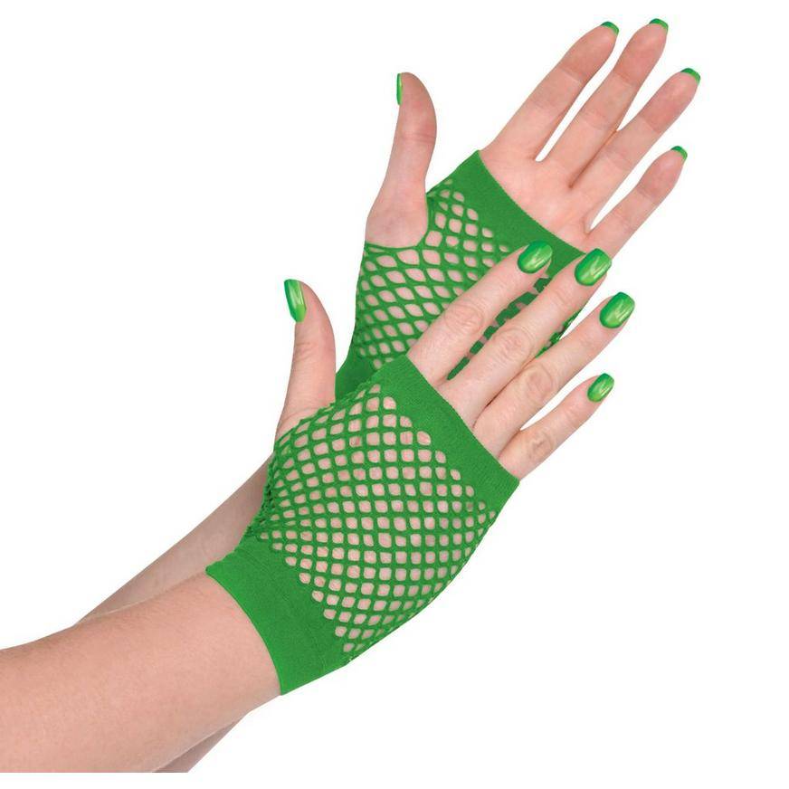 Party City Fishnet Glovelettes, Green (2 ct)