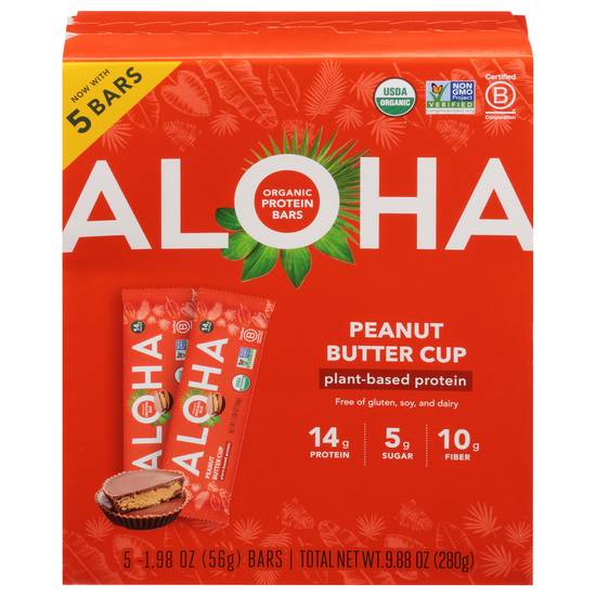 Aloha Organic Plant Based Protein Bars (5 ct) (peanut butter cup)