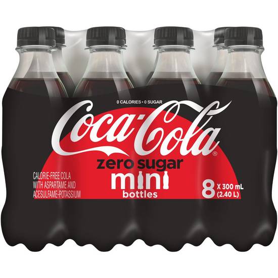 Coca-cola boisson gazeuse sans calories (8x300 ml - mini bouteilles) - cola zero sugar soft drink (8 x 300 ml)