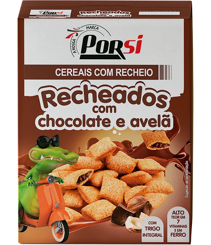 Porsi - Cereais recheados com chocolate e avelã, embalagem de 400g