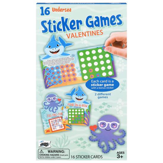 Mello Smello Undersea Sticker Games Valentines Card (16 ct)