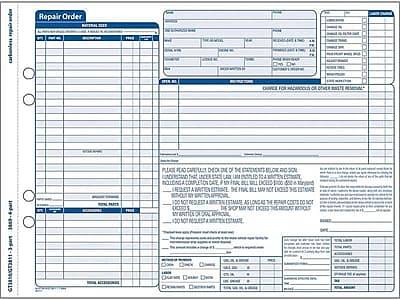 Adams 3 Part Carbonless Auto Repairs, 11.44x8.5 Inch (50 ct)