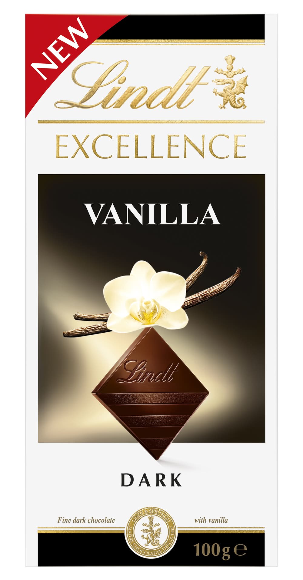 Lindt Excellence Dark Chocolate Bar, Vanilla (100g)